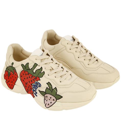 gucci sneaker strawberry|gucci rhyton lace up sneakers.